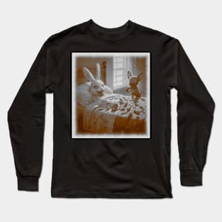 rabbit with zombie Chihuahua eating wrappers Long Sleeve T-Shirt